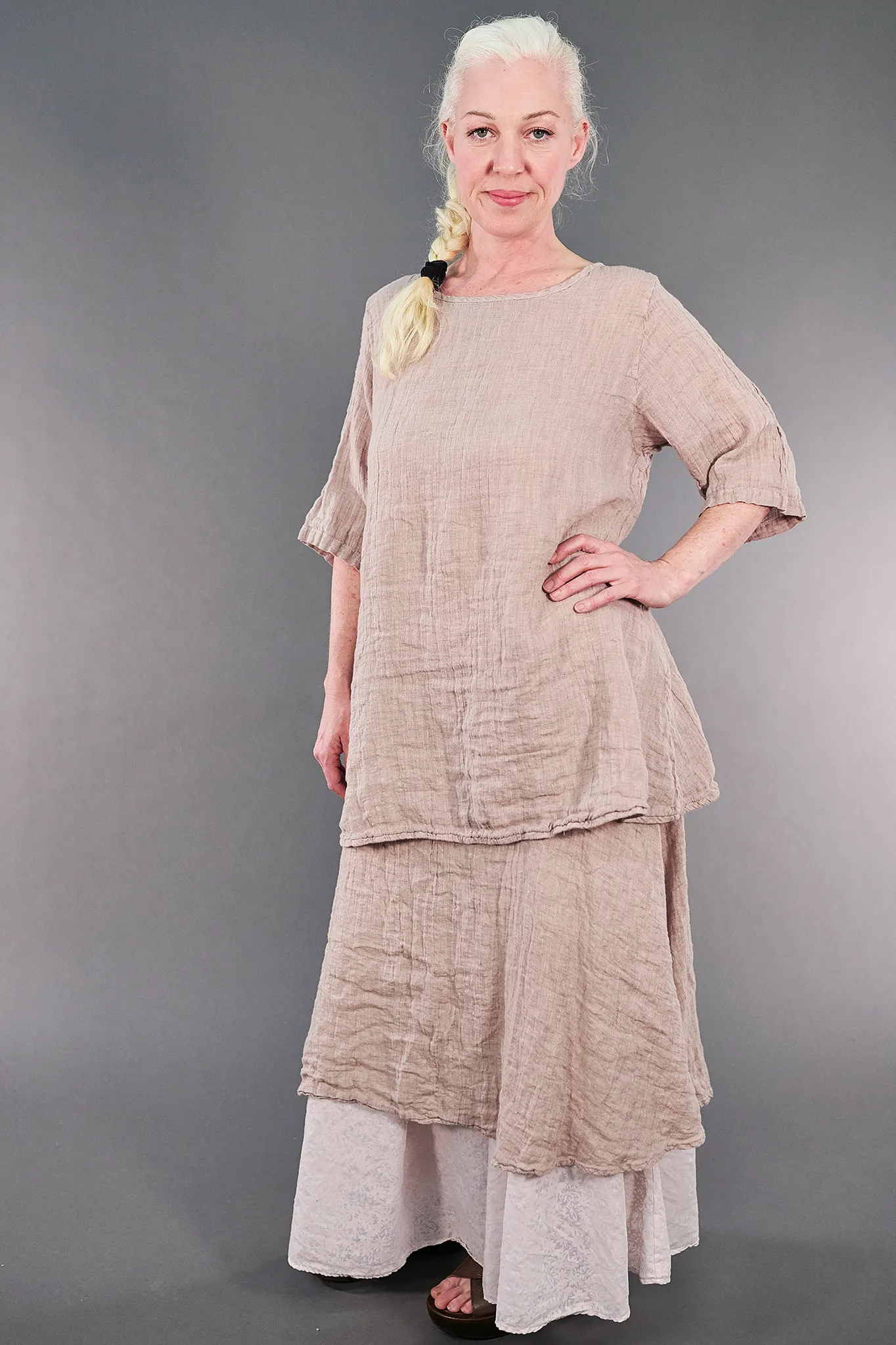 1210 Linen Simple Tunic Malva-U