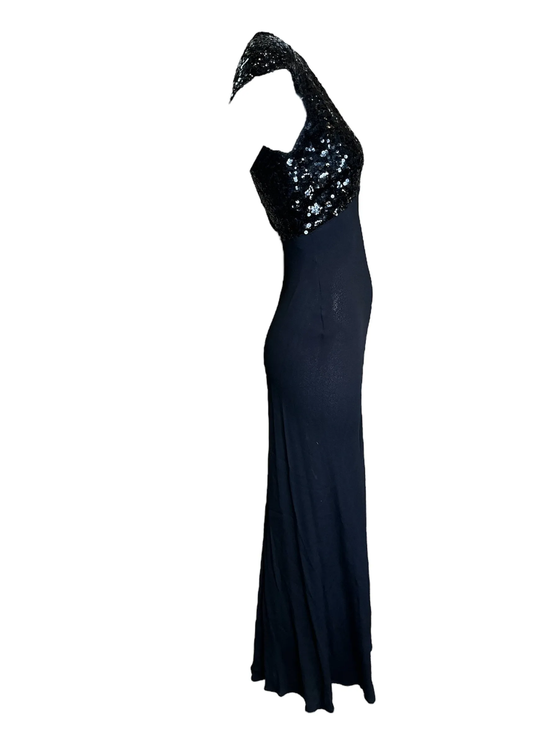 1930s Bias Crepe Gown with Sequin Bodice