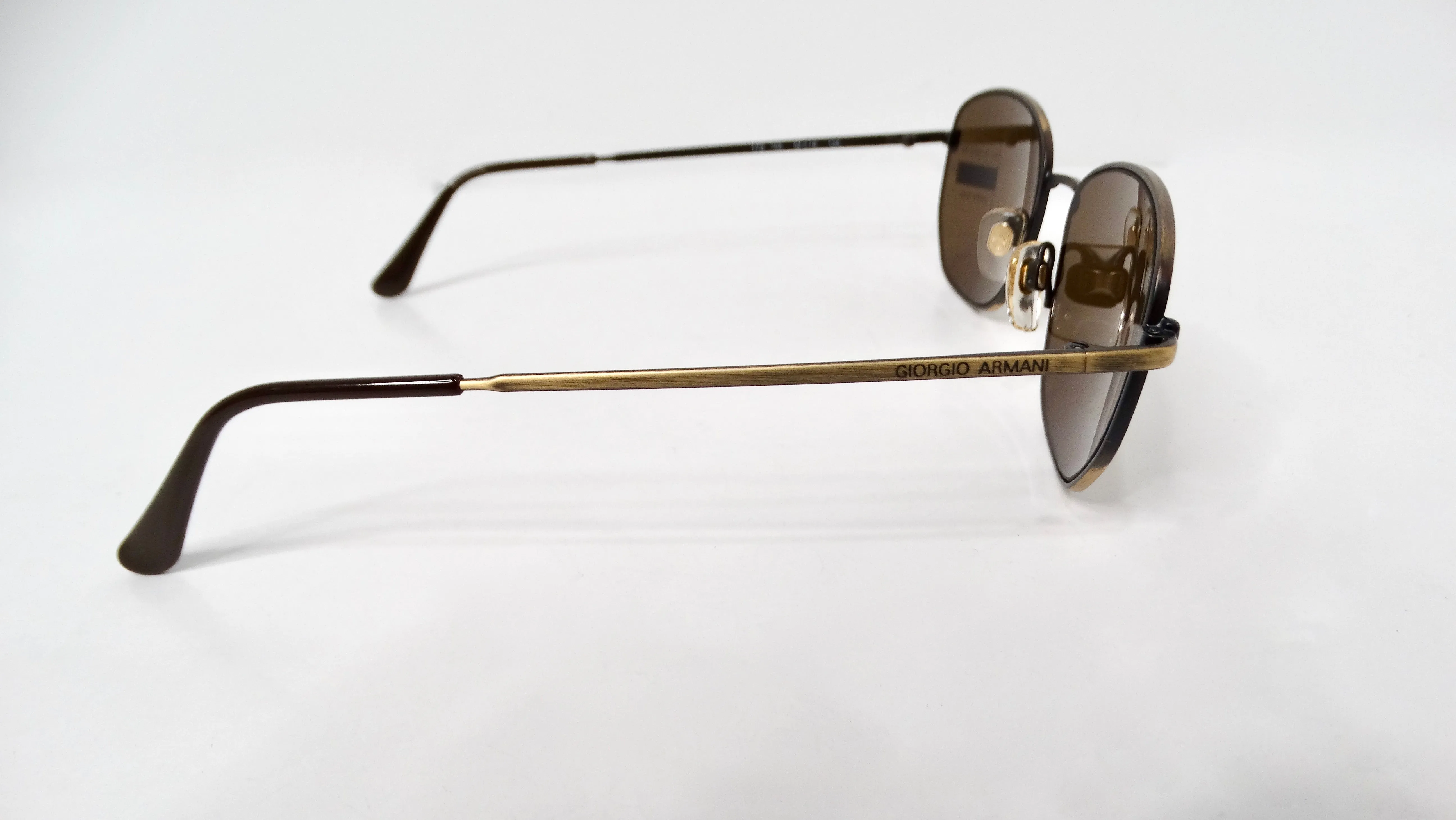 1990s Giorgio Armani Brown Tinted & Gold-Tone Metal Sunglasses