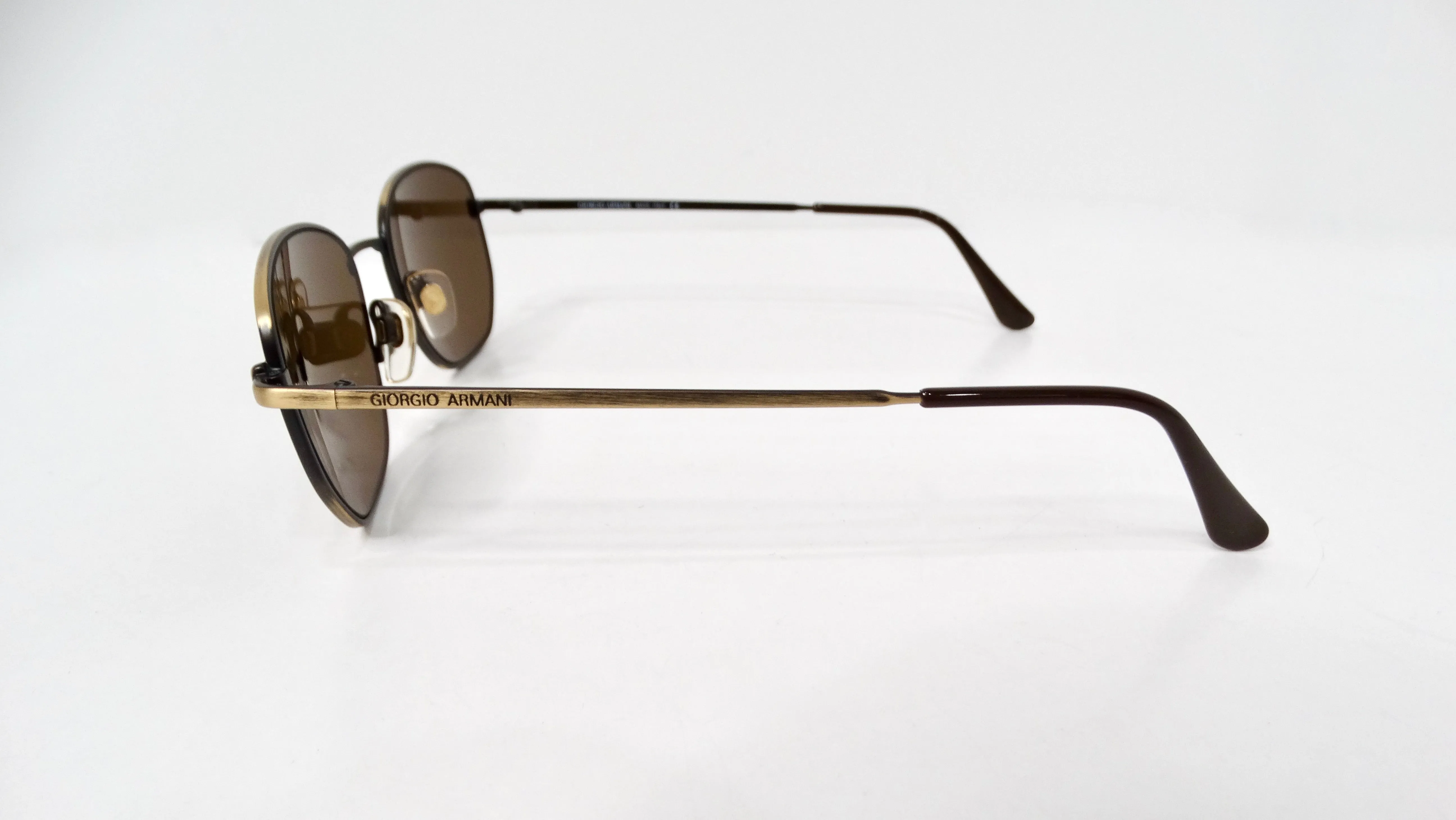 1990s Giorgio Armani Brown Tinted & Gold-Tone Metal Sunglasses