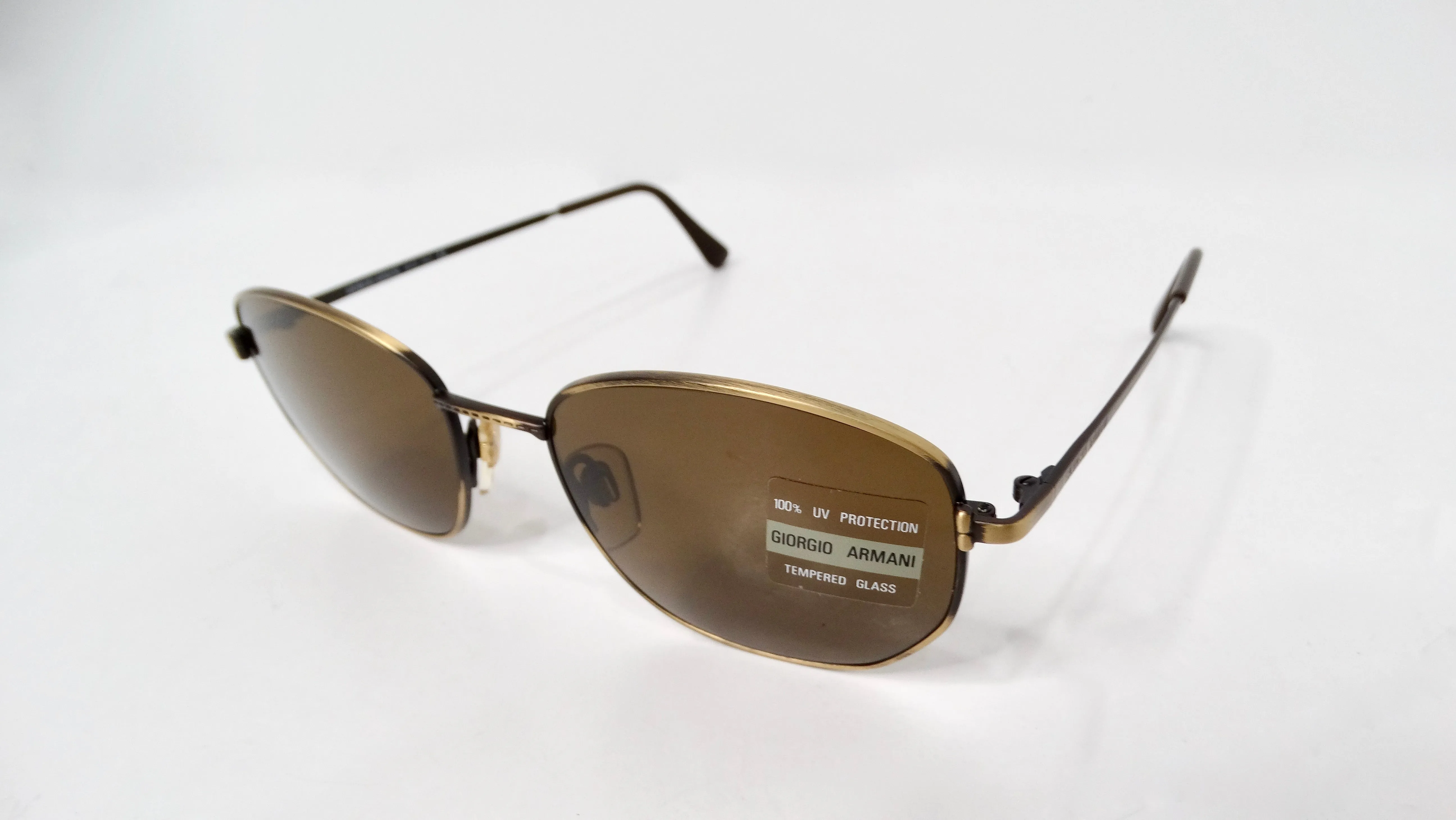 1990s Giorgio Armani Brown Tinted & Gold-Tone Metal Sunglasses