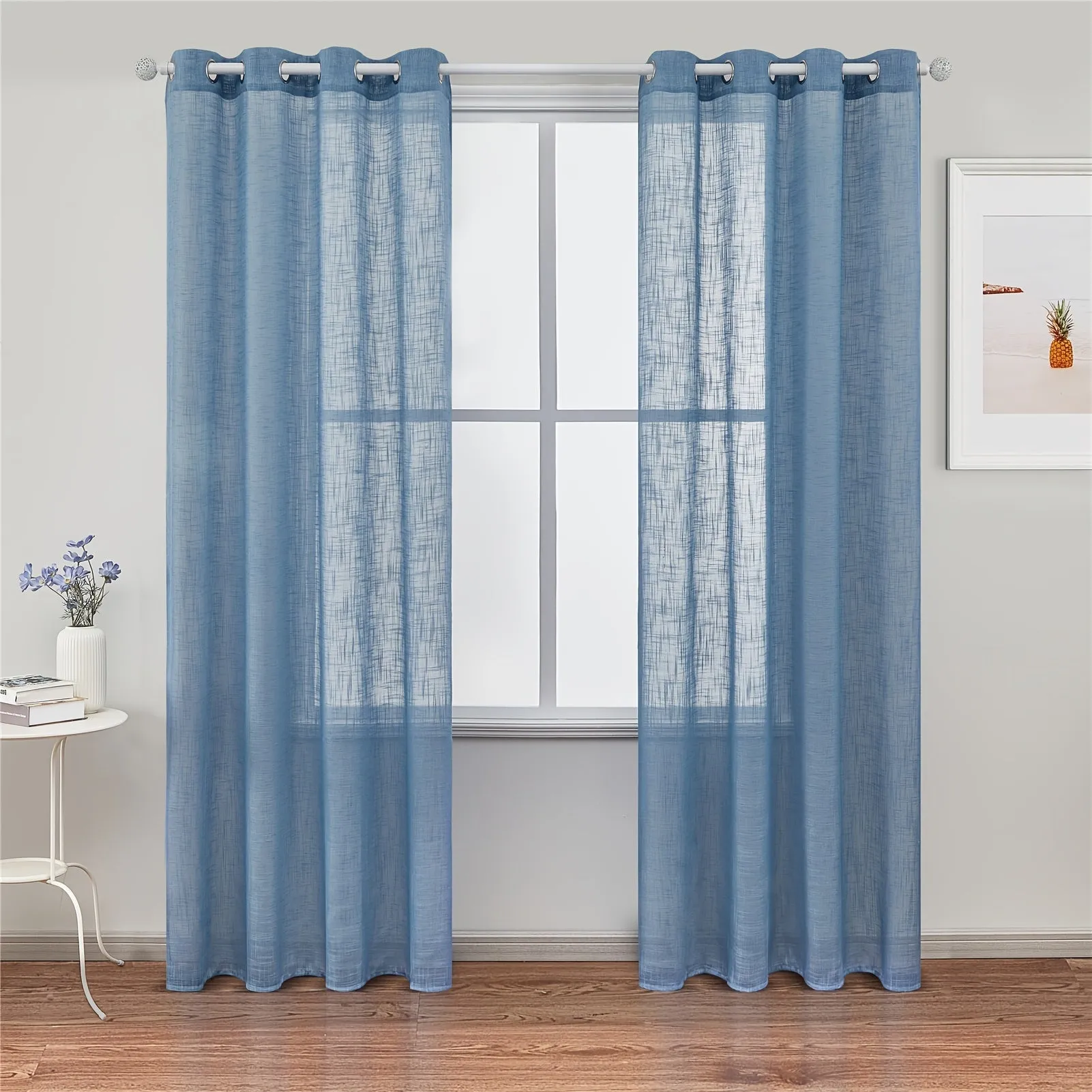 1pc Elegant Linen Semi Blackout Curtain - Enhance Privacy and Style with Grommet Top, Perfect for Bedroom, Living Room, and More