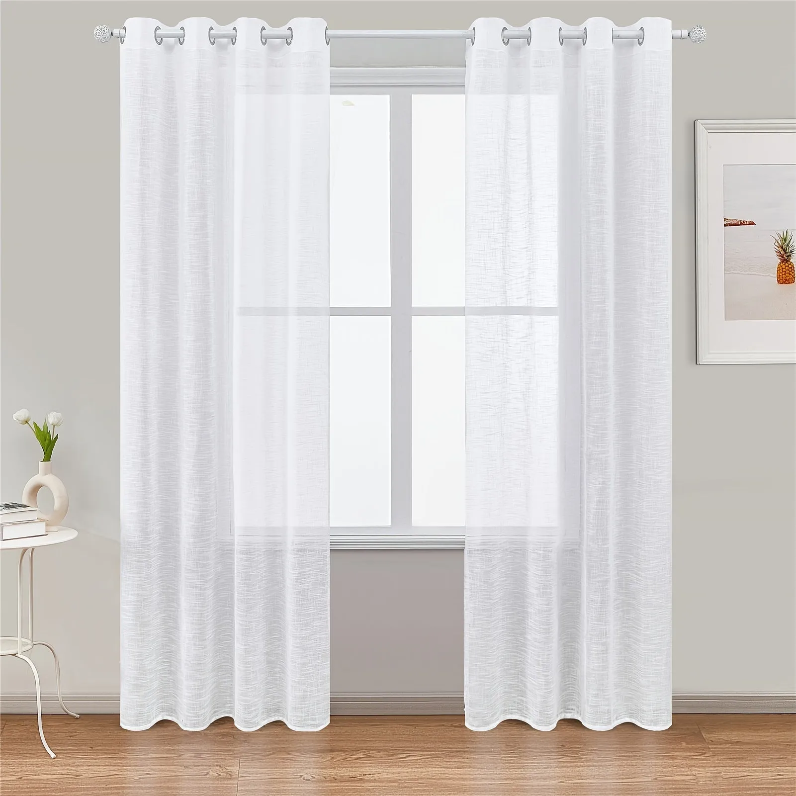 1pc Elegant Linen Semi Blackout Curtain - Enhance Privacy and Style with Grommet Top, Perfect for Bedroom, Living Room, and More