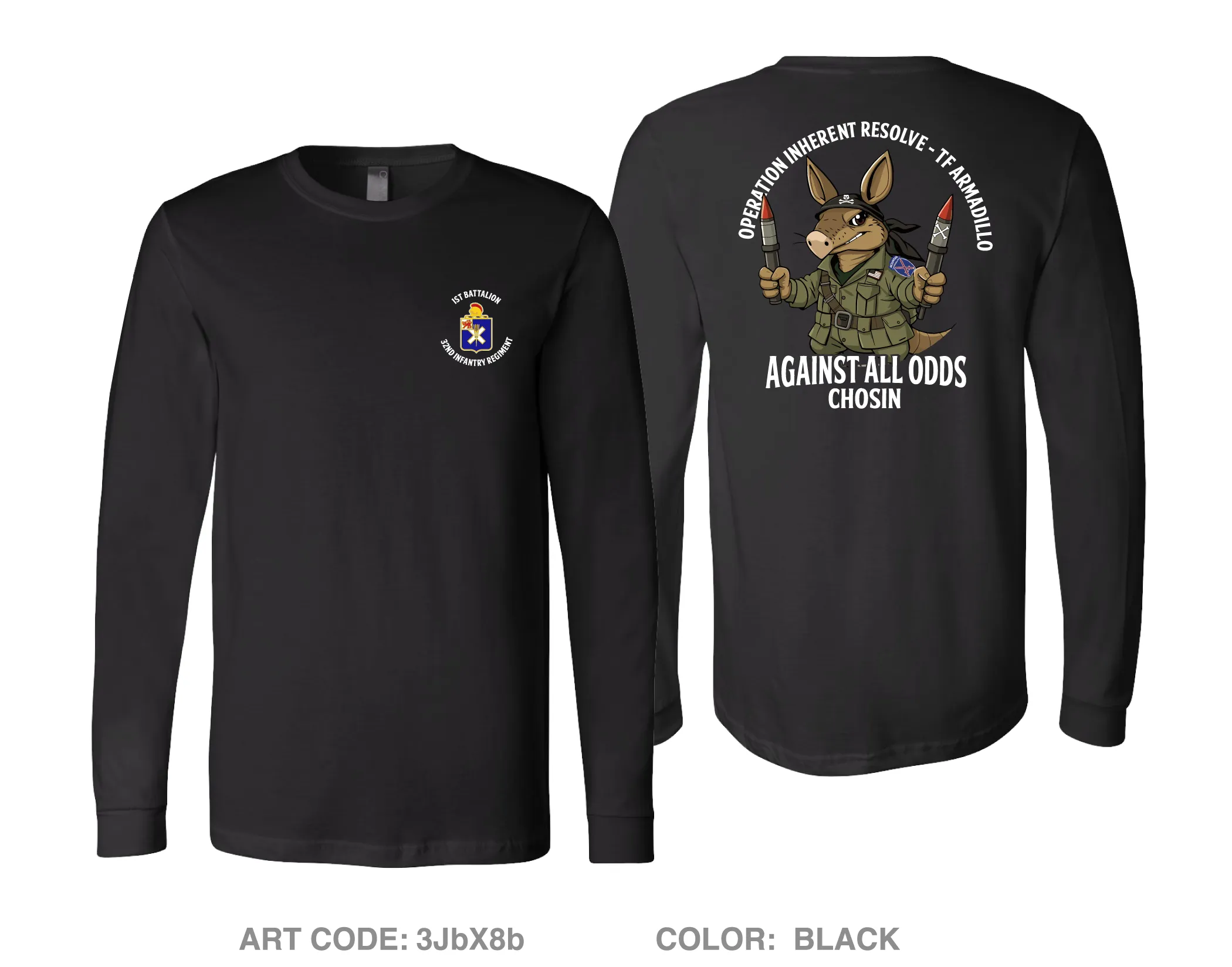 1st Battalion 32nd Infantry Regiment Comfort Unisex Cotton LS Tee - 3JbX8b