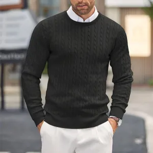 2024 Autumn Winter New Oversized Business Cable Knit Sweaters Men Office Long Sleeve Knitted Casual Warm Vintage Pullover Tops