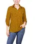 3/4 Roll Tab Sleeve Studded Y Neck Top 1