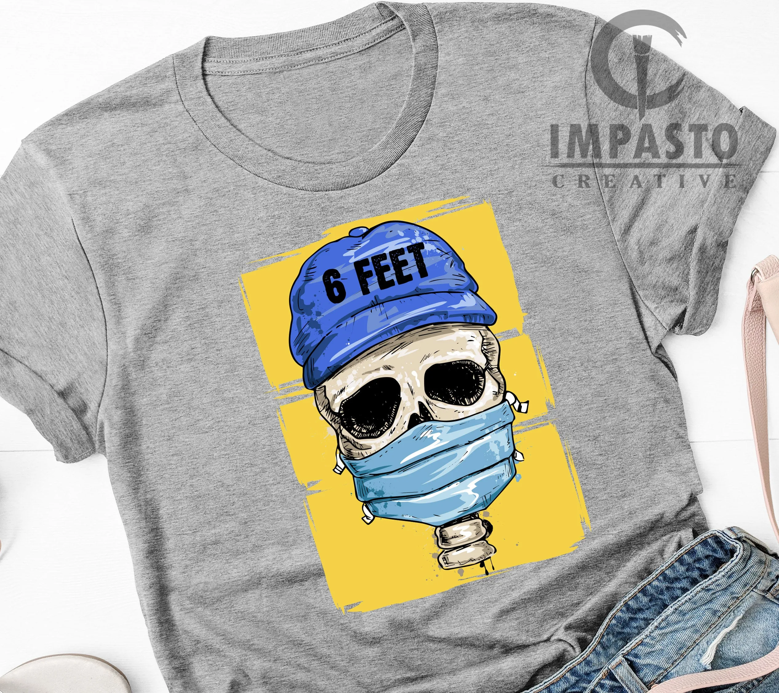 6 Feet Masked Skull Unisex T shirt, trending t shirt, cool t shirt, art tee, graphic tee