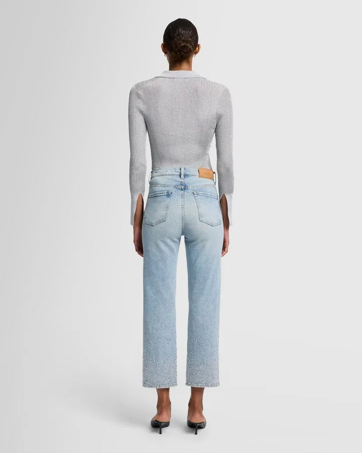 7 For All Mankind Logan Embellished Stovepipe Jeans in Juicy