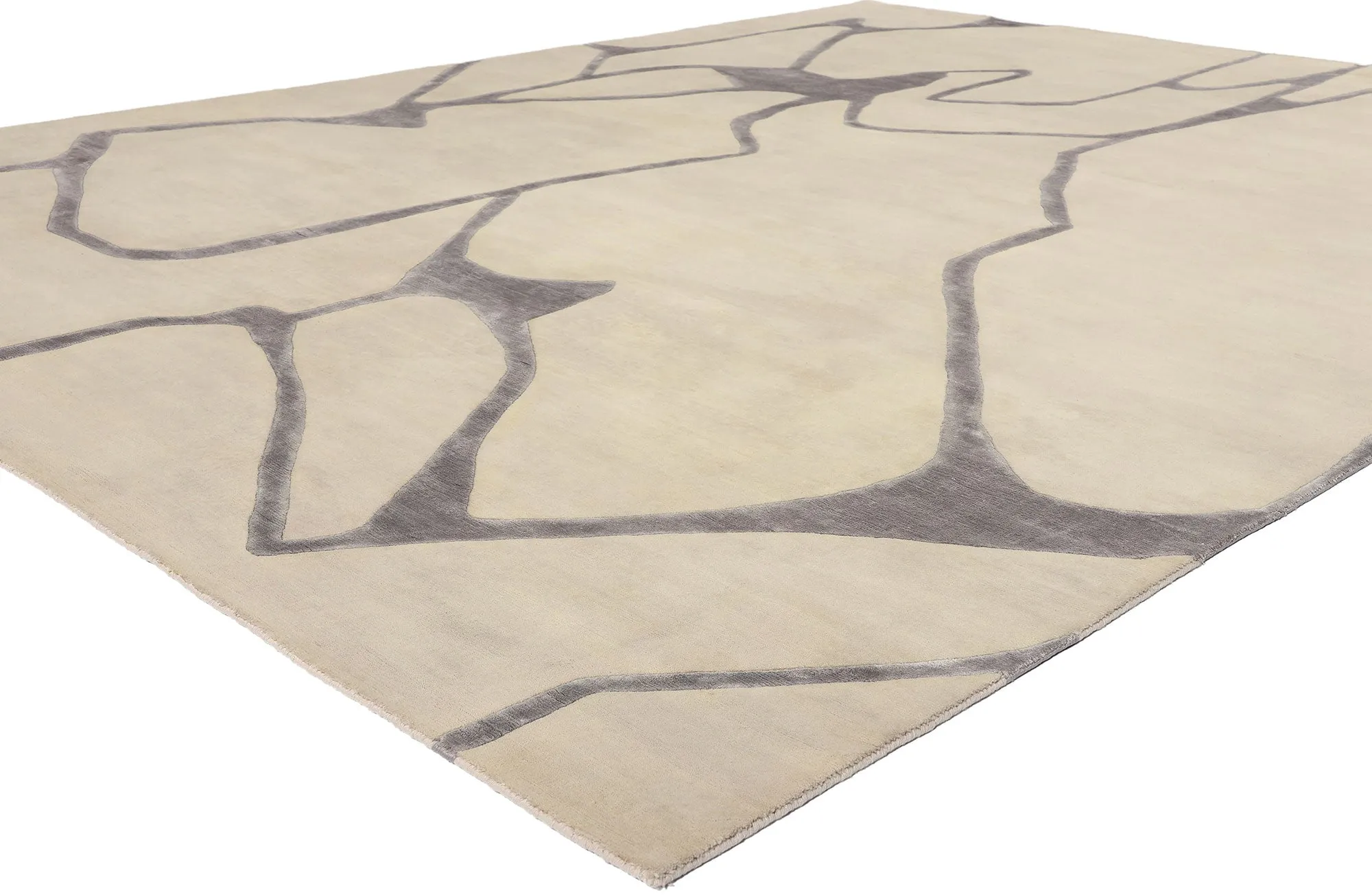 9' x 12' Handmade Wool and Silk Abstract Modern Rug
