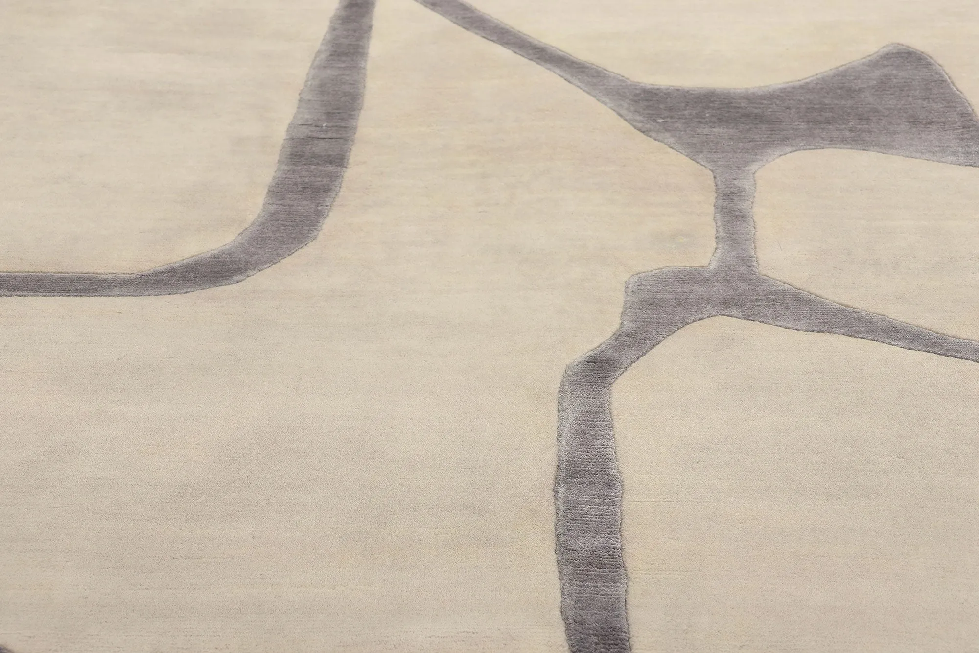 9' x 12' Handmade Wool and Silk Abstract Modern Rug