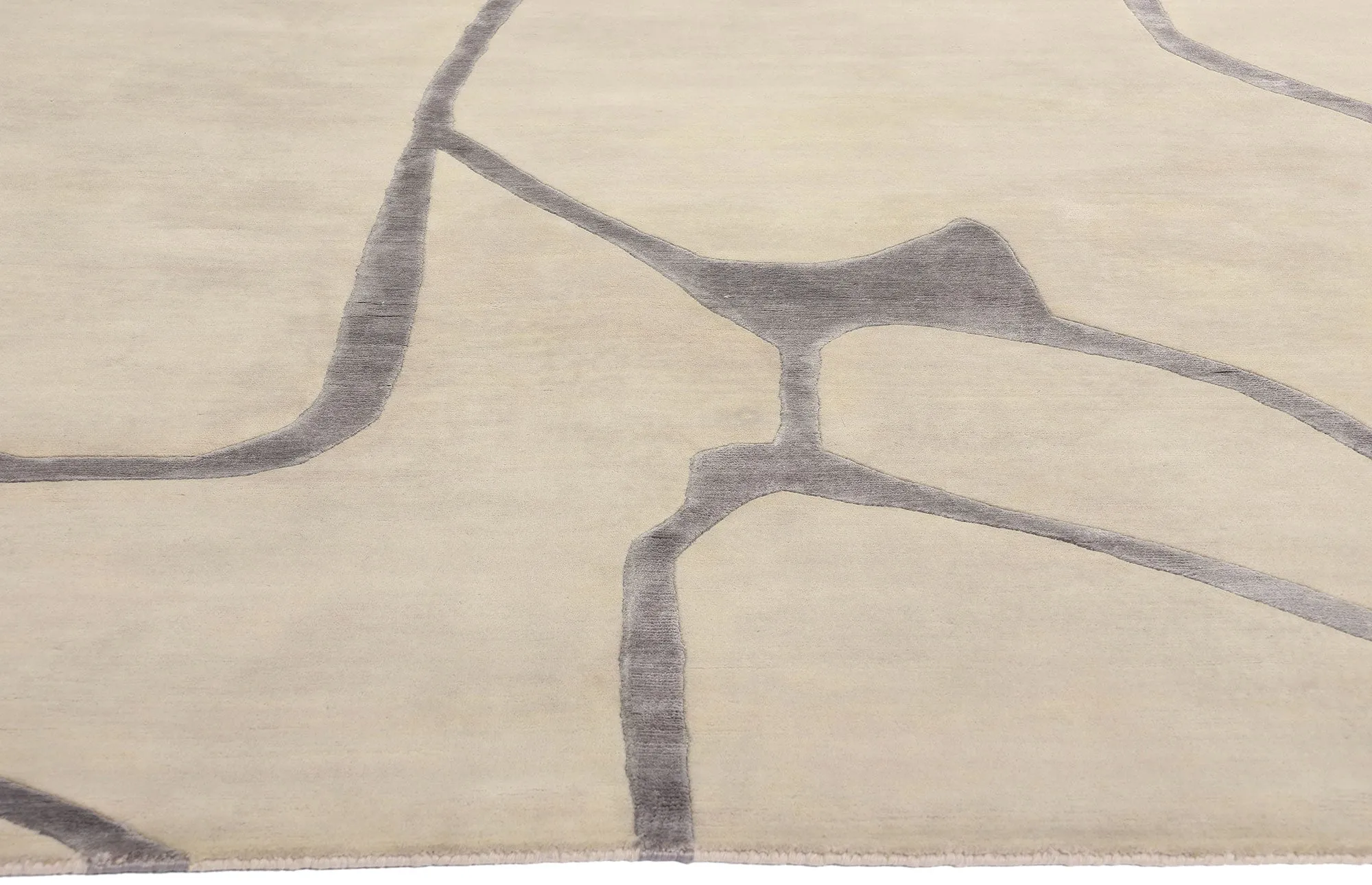 9' x 12' Handmade Wool and Silk Abstract Modern Rug