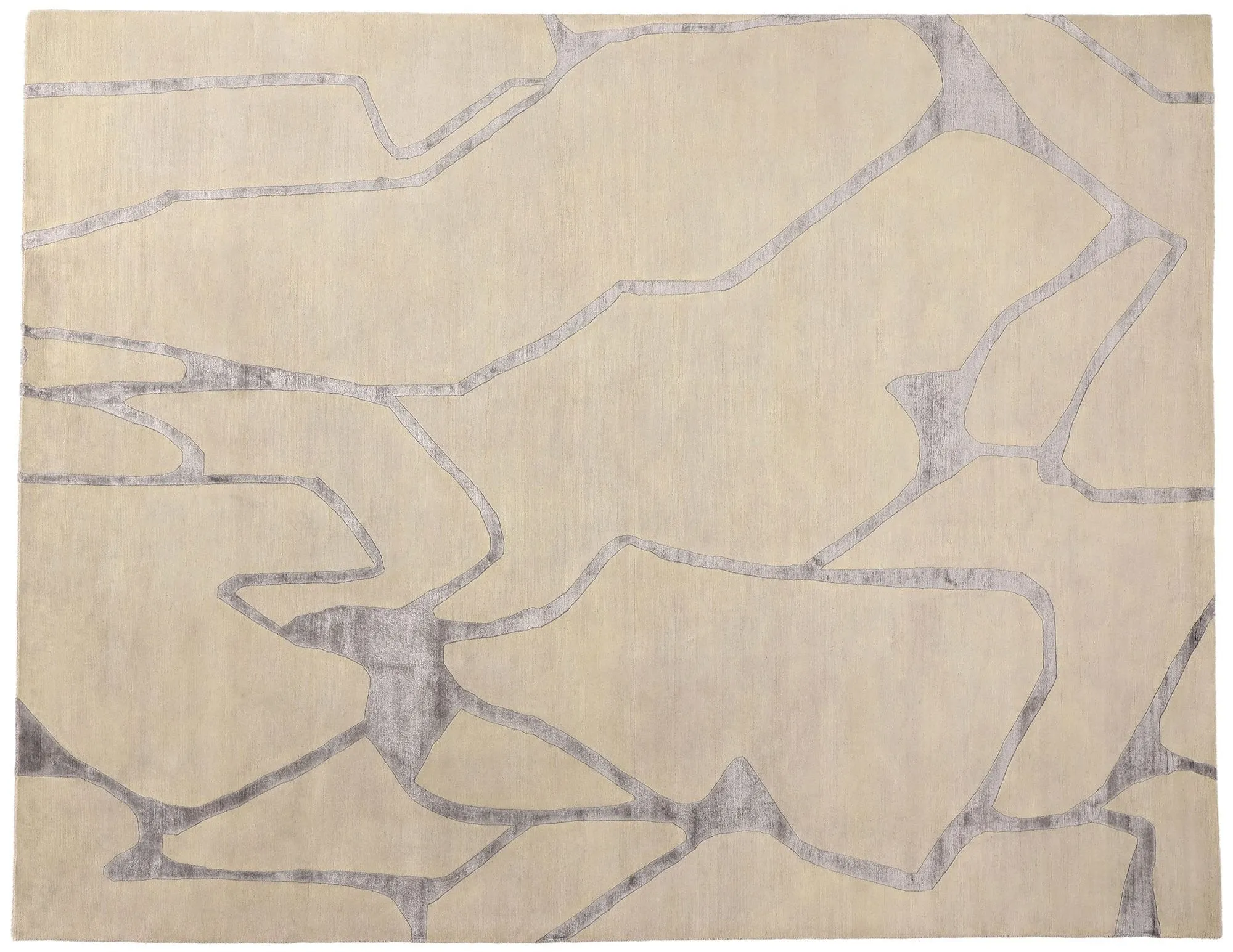 9' x 12' Handmade Wool and Silk Abstract Modern Rug