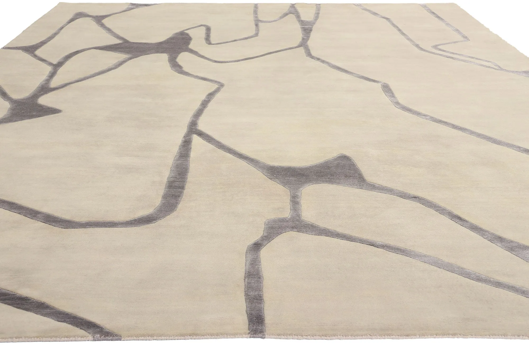 9' x 12' Handmade Wool and Silk Abstract Modern Rug