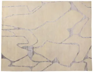 9' x 12' Handmade Wool and Silk Abstract Modern Rug