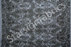 Abstract Design Shiny Thread Embroidered Sequin Fabric