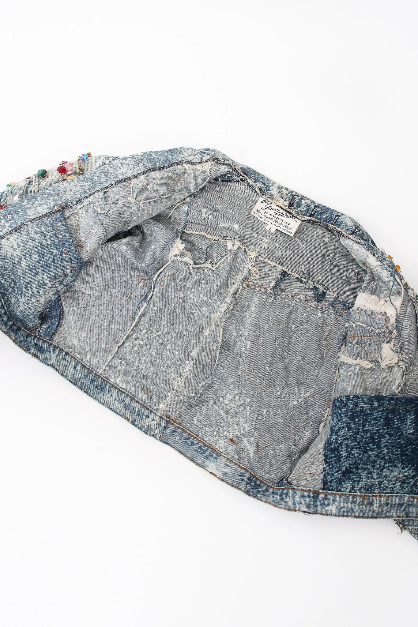 Acid Wash Embellished Crop Jacket