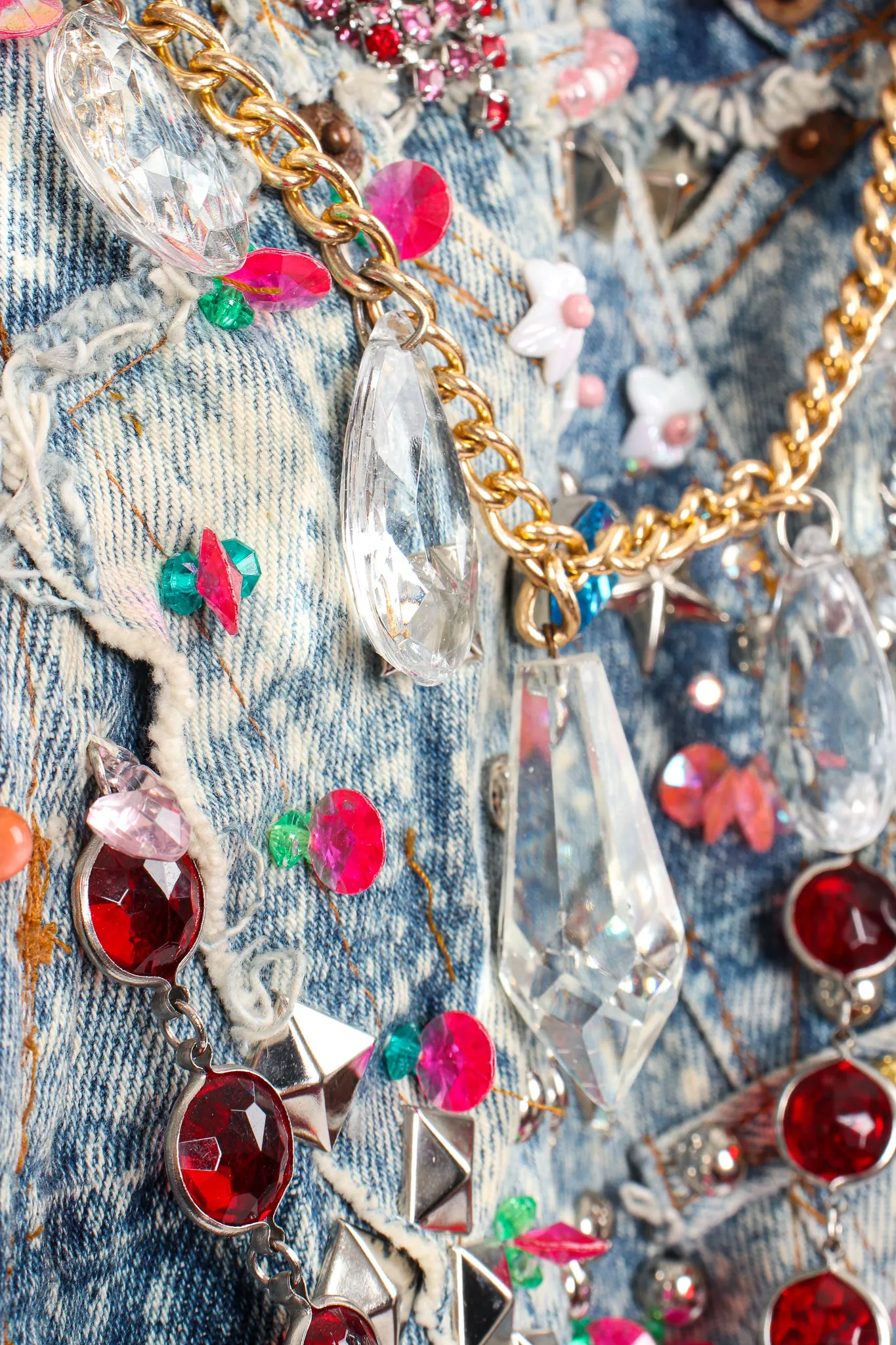 Acid Wash Embellished Crop Jacket