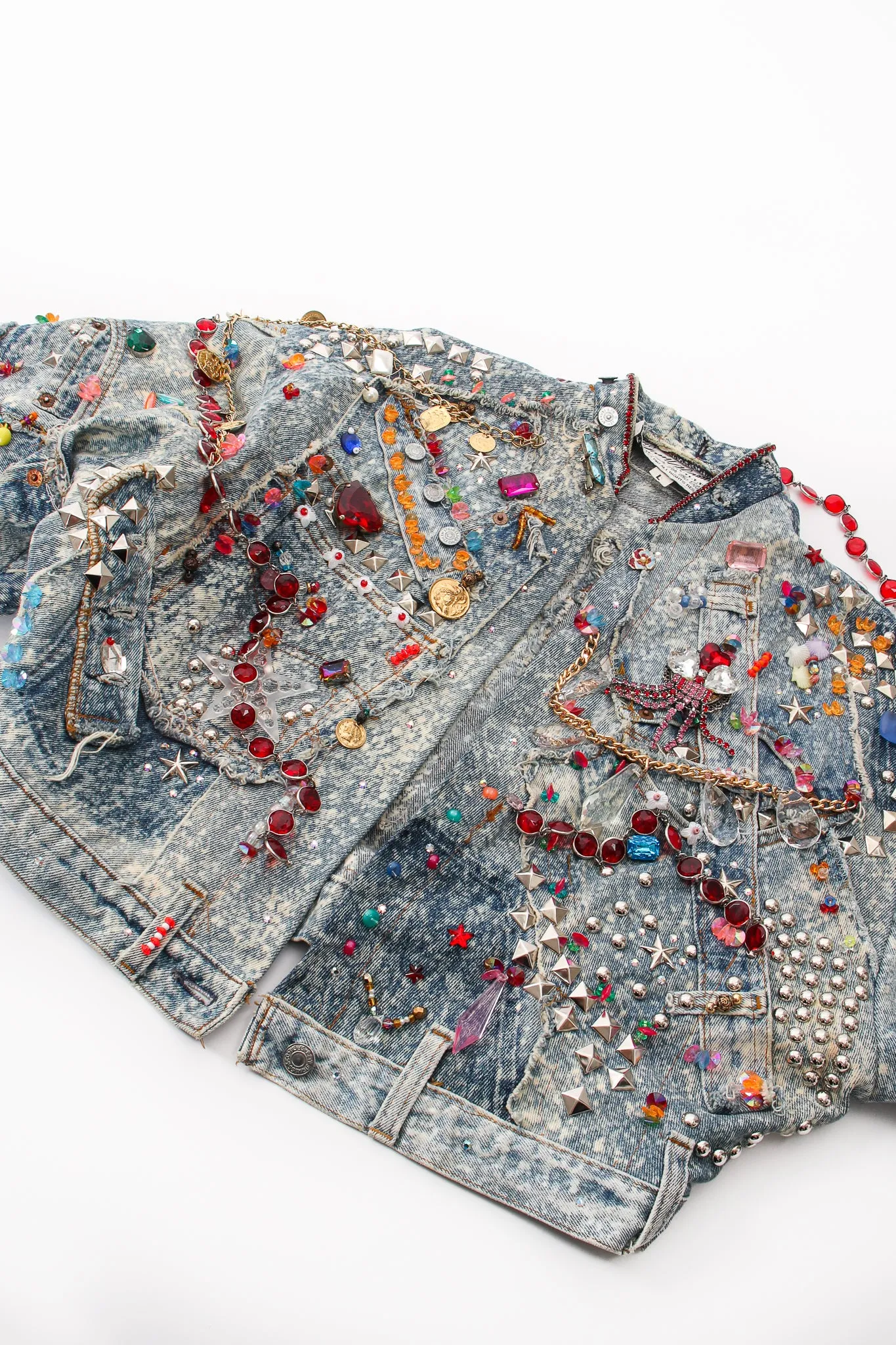 Acid Wash Embellished Crop Jacket