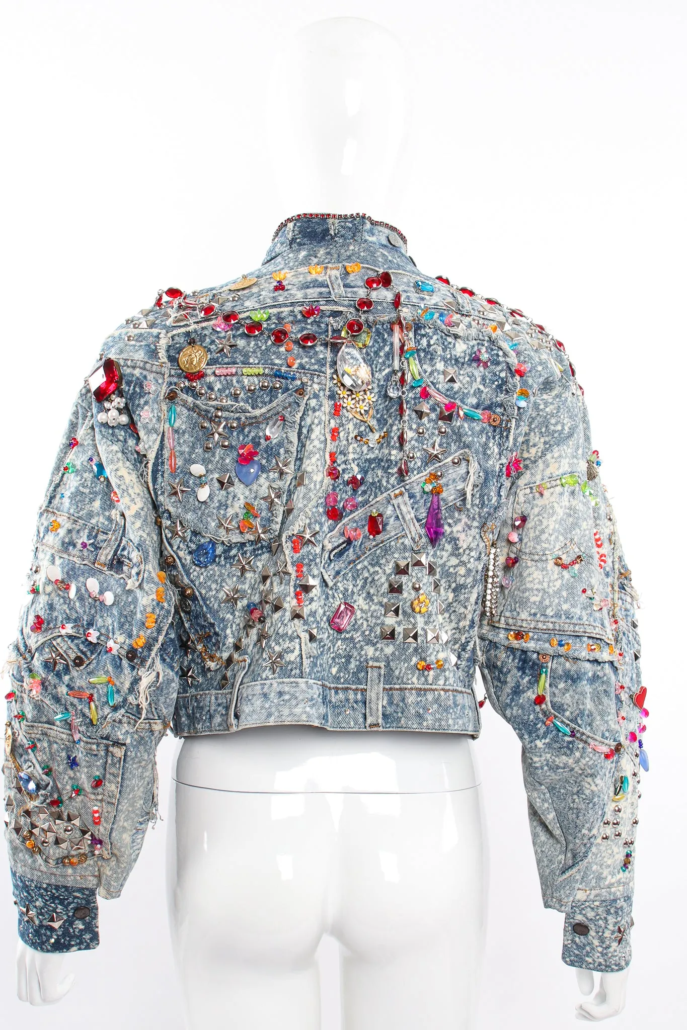 Acid Wash Embellished Crop Jacket
