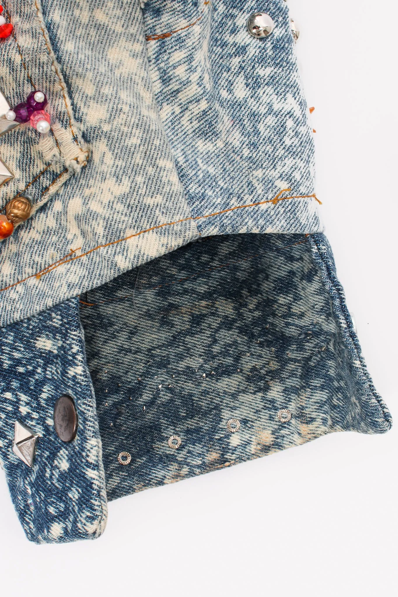 Acid Wash Embellished Crop Jacket