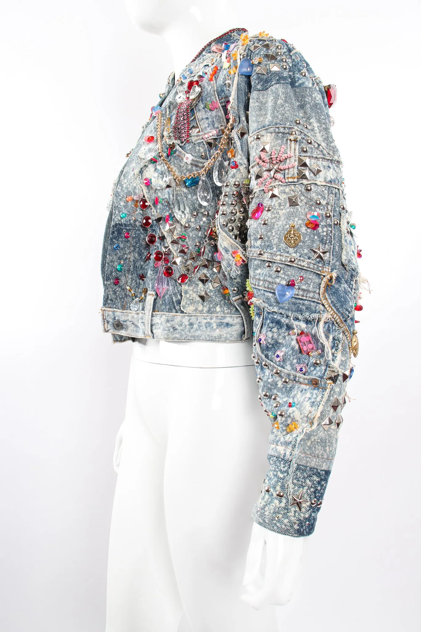 Acid Wash Embellished Crop Jacket