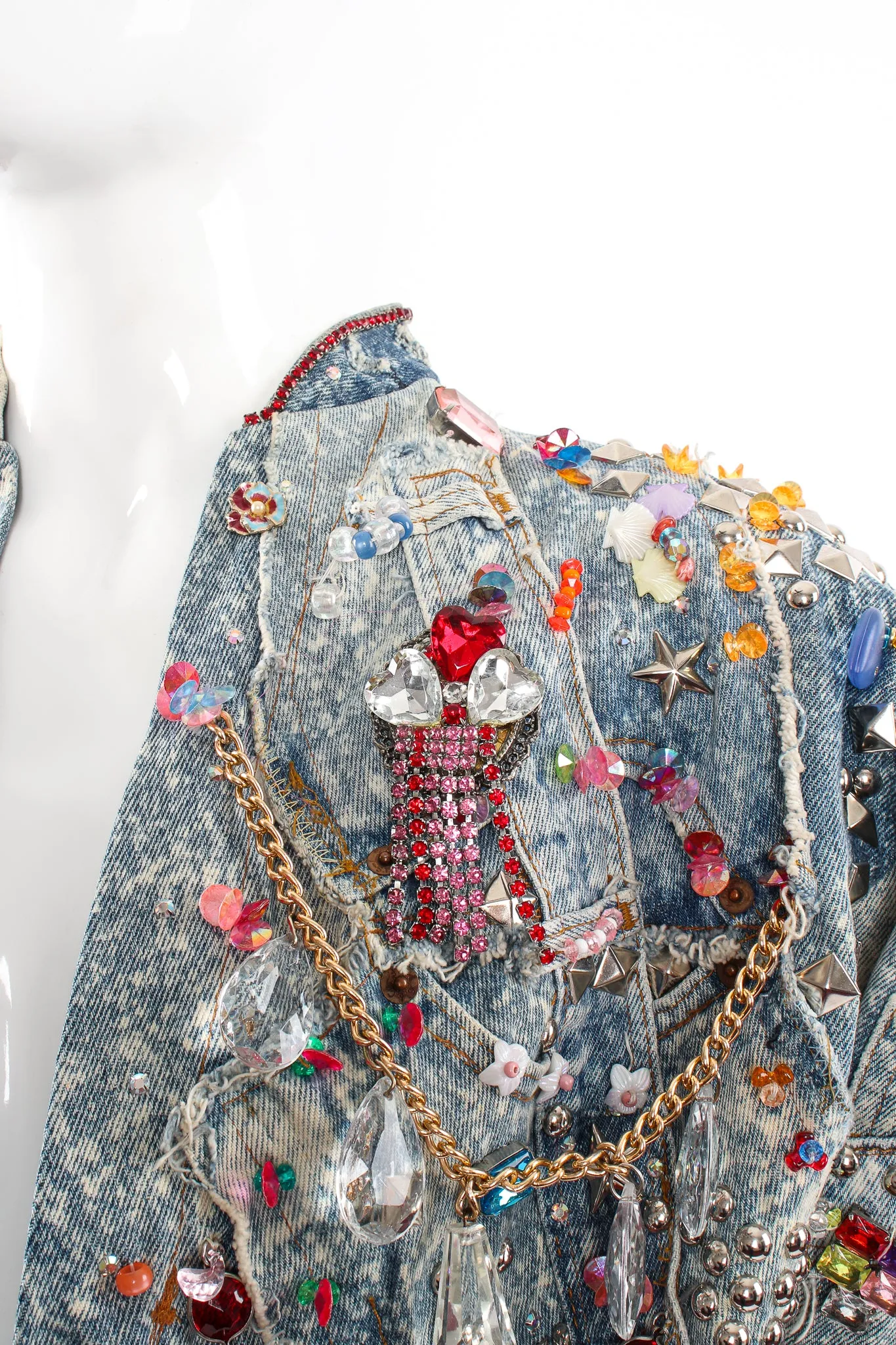 Acid Wash Embellished Crop Jacket