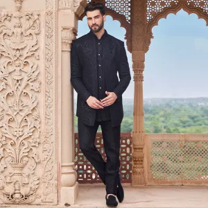 Alluring Black Sequined Indowestern Set