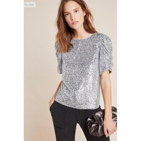 Anthropologie Marie Sequined Blouse