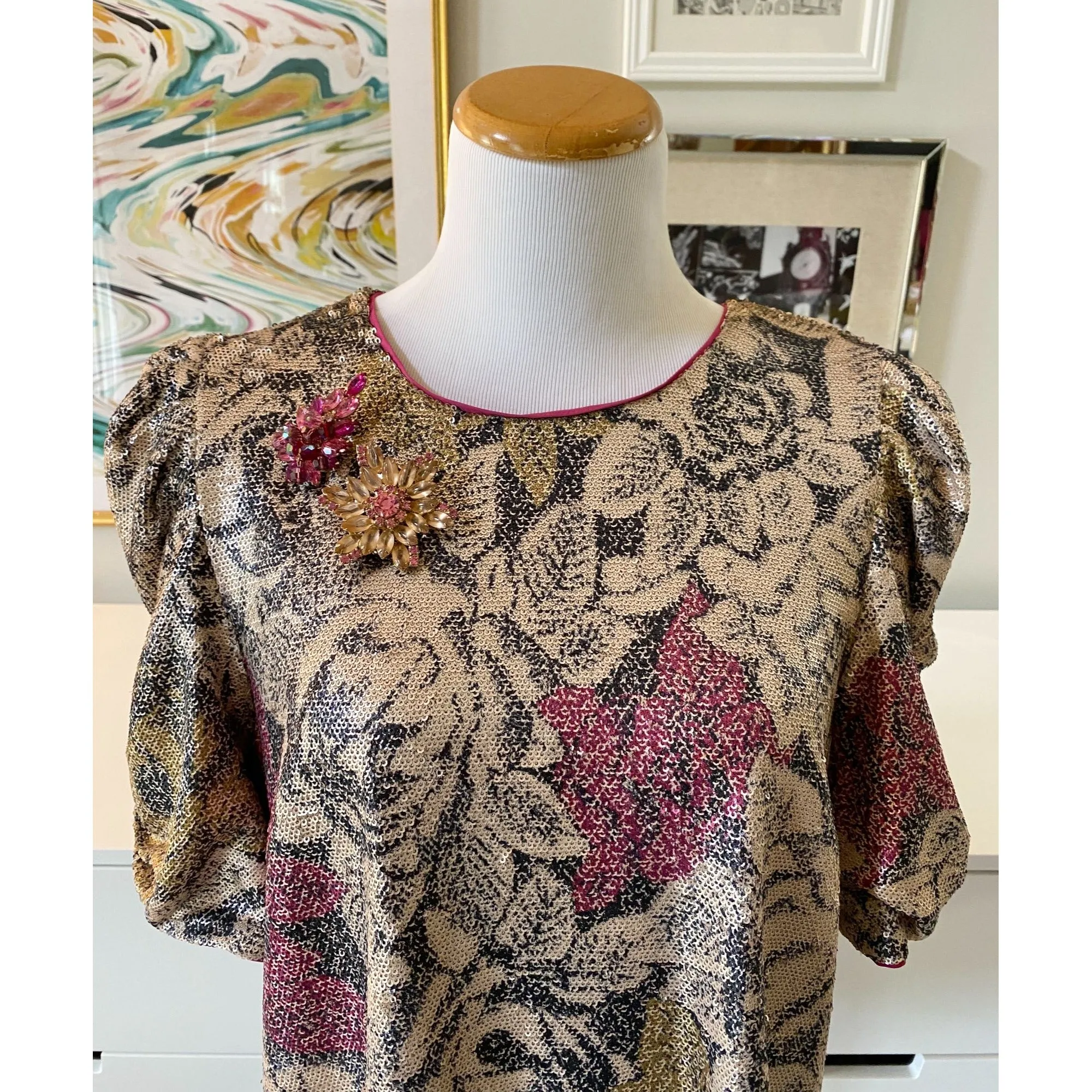 Anthropologie Marie Sequined Blouse