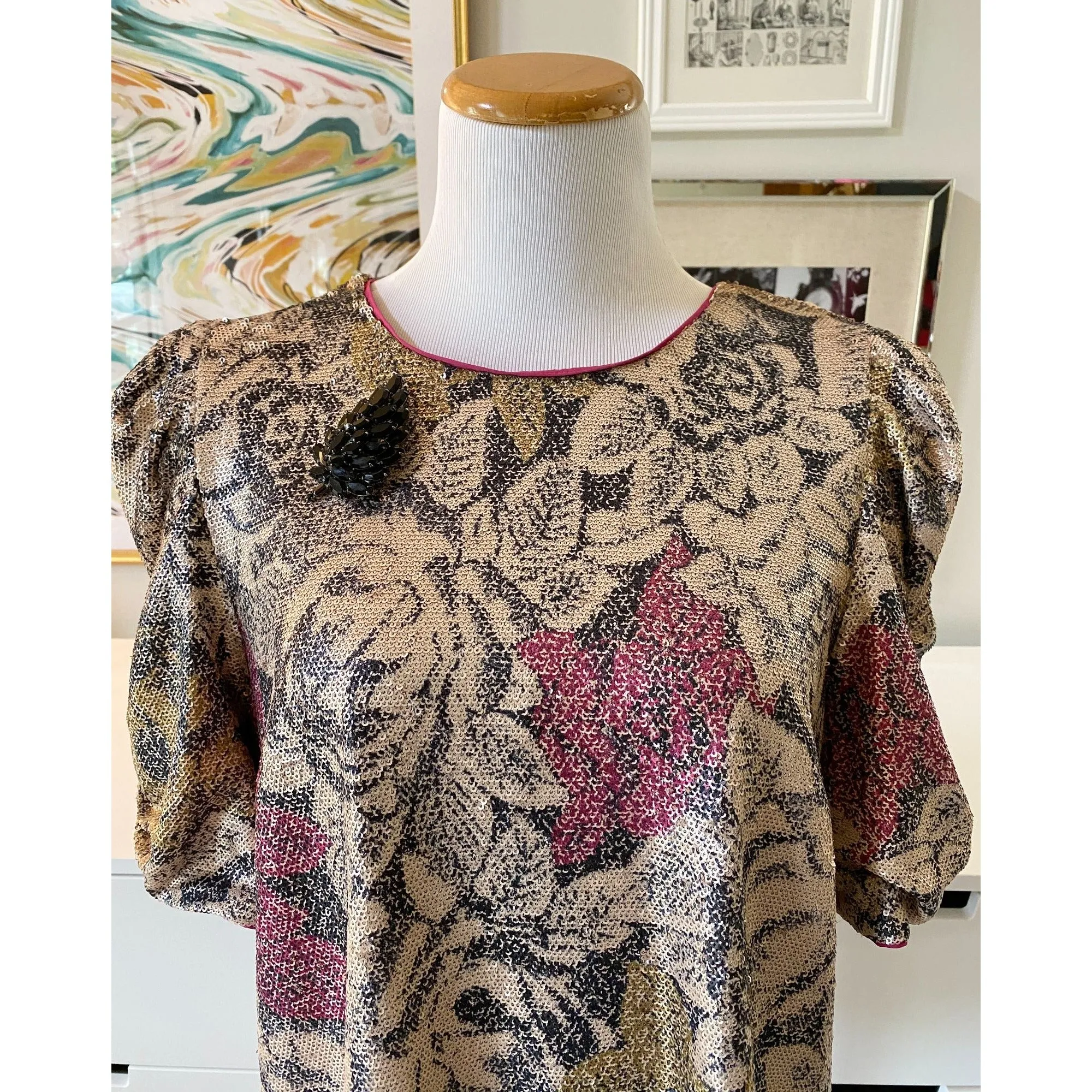 Anthropologie Marie Sequined Blouse