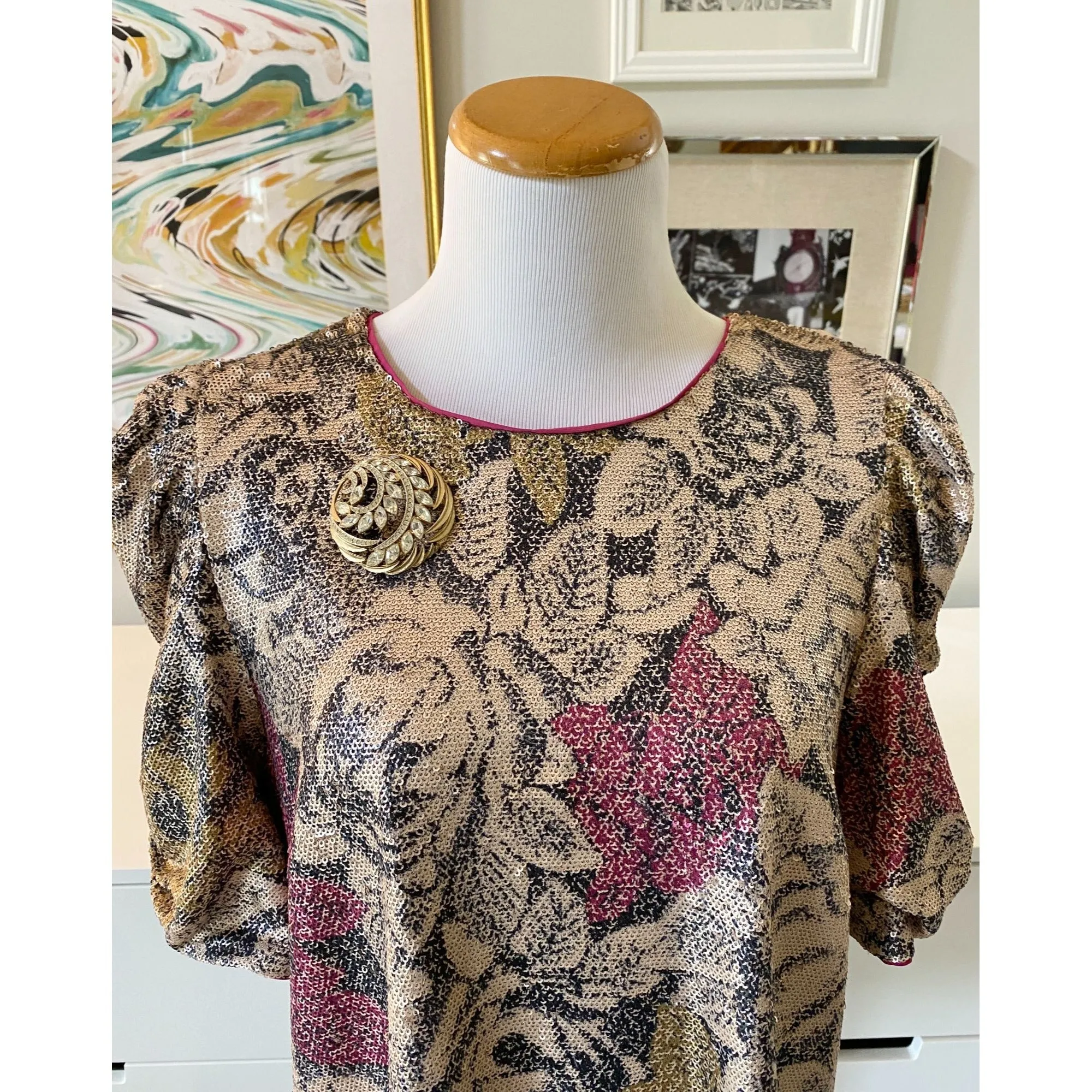 Anthropologie Marie Sequined Blouse