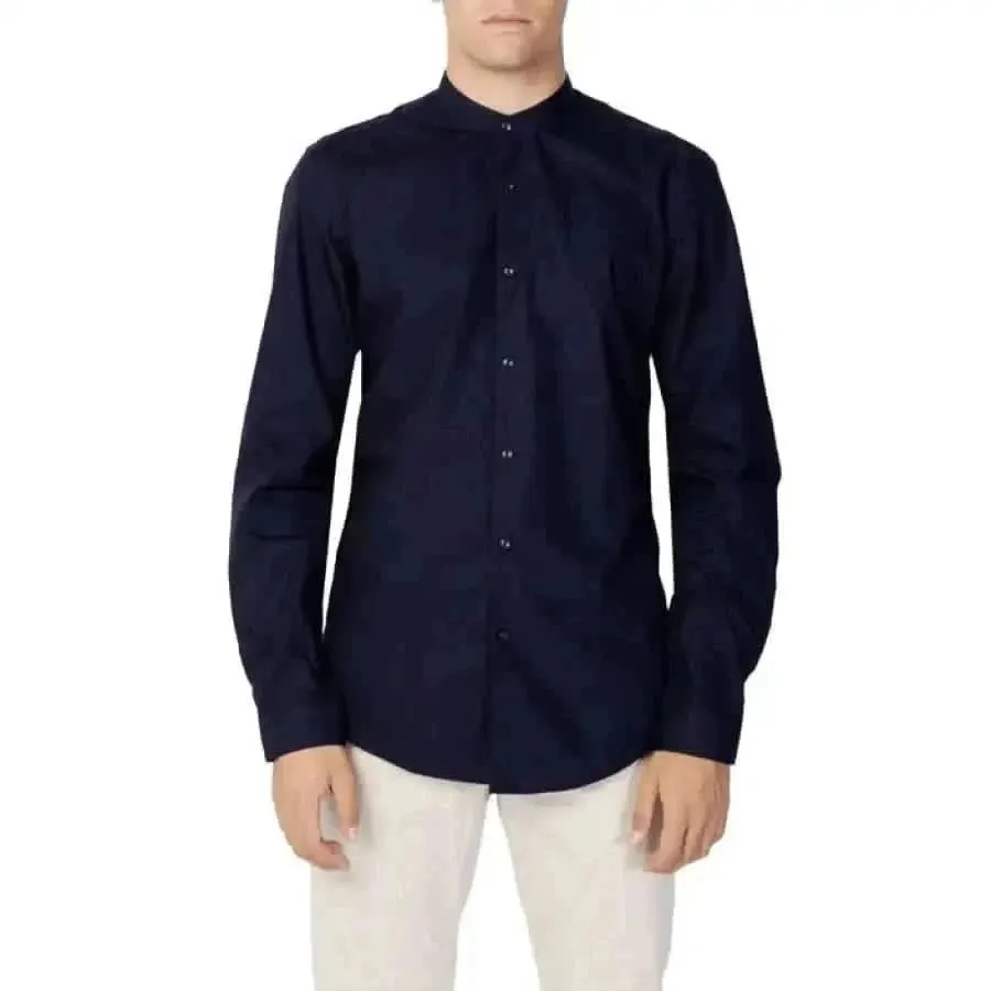 Antony Morato Men's White Mandarin Collar Cotton Shirt