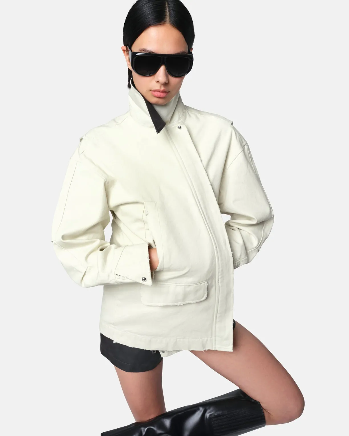 Apparis Clive Canvas Barn Jacket in Antique White