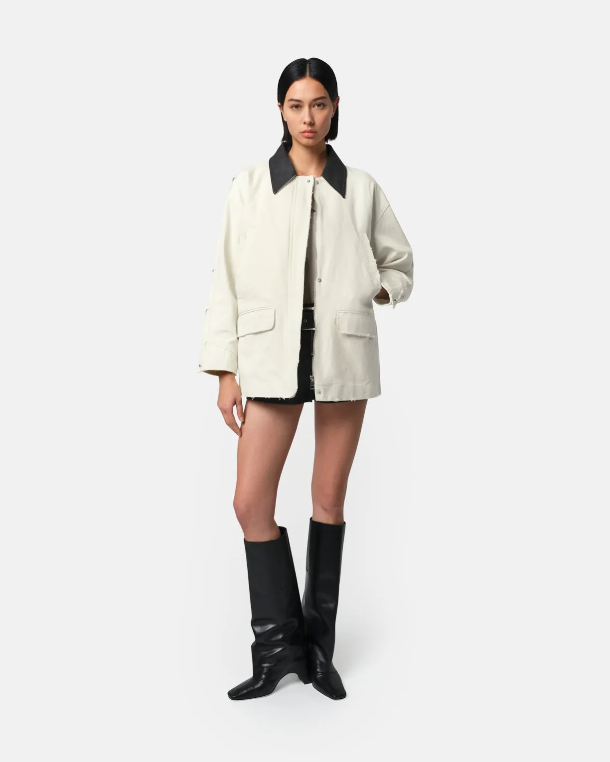 Apparis Clive Canvas Barn Jacket in Antique White
