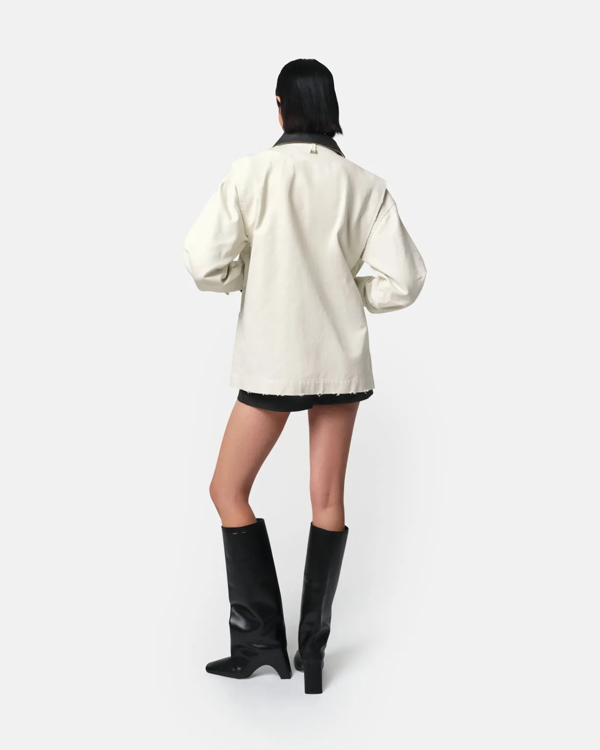 Apparis Clive Canvas Barn Jacket in Antique White