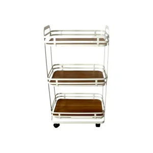 Aqua 3-Tier Storage Cart Trolley Cream with MDF Board 29909