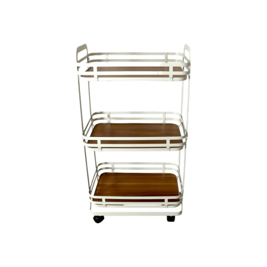 Aqua 3-Tier Storage Cart Trolley Cream with MDF Board 29909