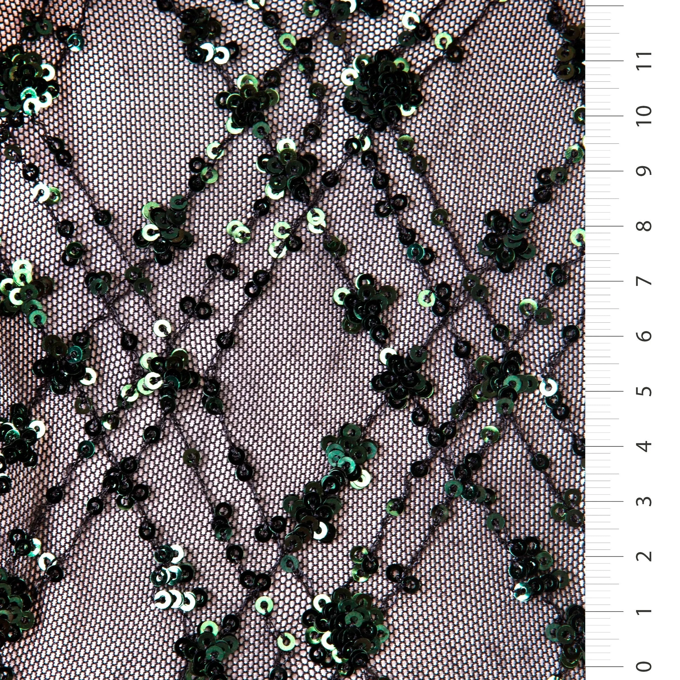 Argyle Design Cluster Sequin Embroidered Mesh Tulle Fabric
