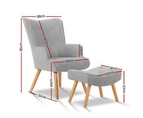 Armchair and Ottoman - Light Grey