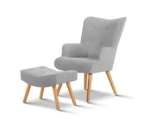 Armchair and Ottoman - Light Grey