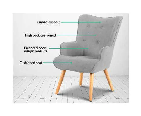 Armchair and Ottoman - Light Grey