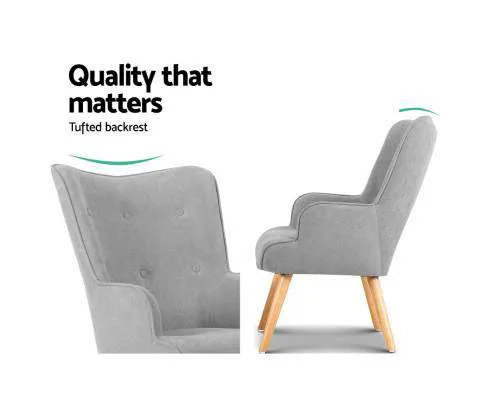 Armchair and Ottoman - Light Grey
