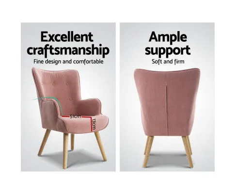 Armchair Set with Ottoman Pink Lansar