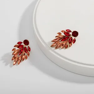 Artificial Diamond Leaf Earrings Simple Luxury Earrings