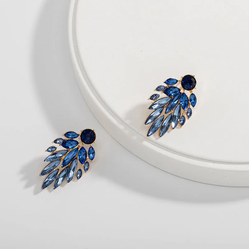 Artificial Diamond Leaf Earrings Simple Luxury Earrings