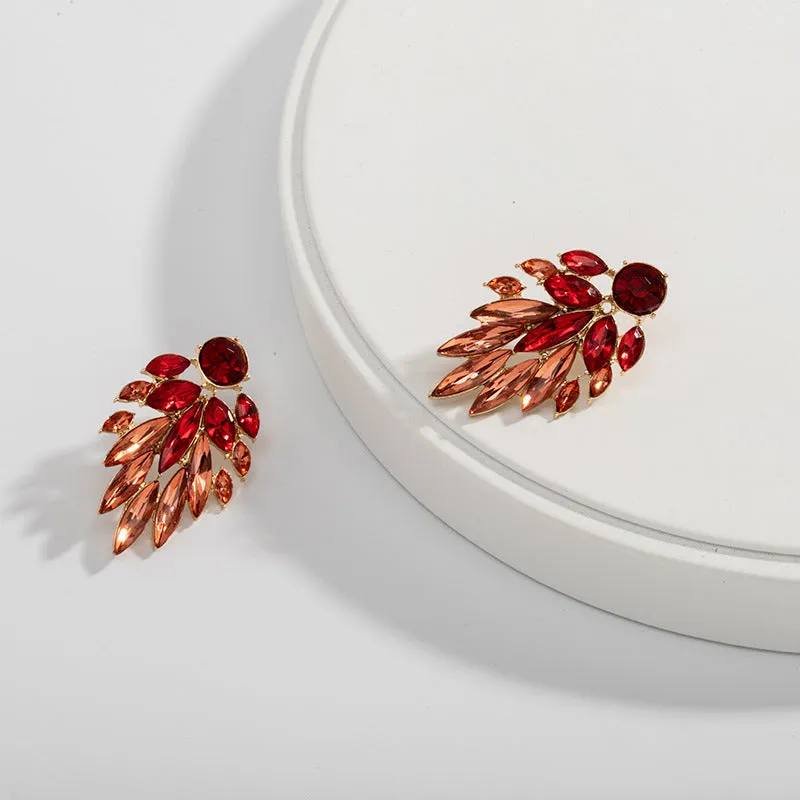 Artificial Diamond Leaf Earrings Simple Luxury Earrings