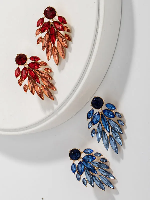 Artificial Diamond Leaf Earrings Simple Luxury Earrings