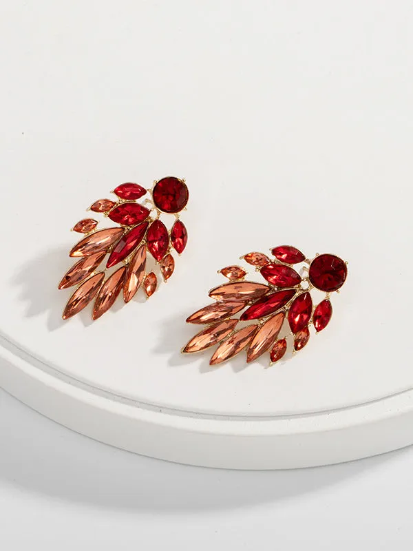 Artificial Diamond Leaf Earrings Simple Luxury Earrings
