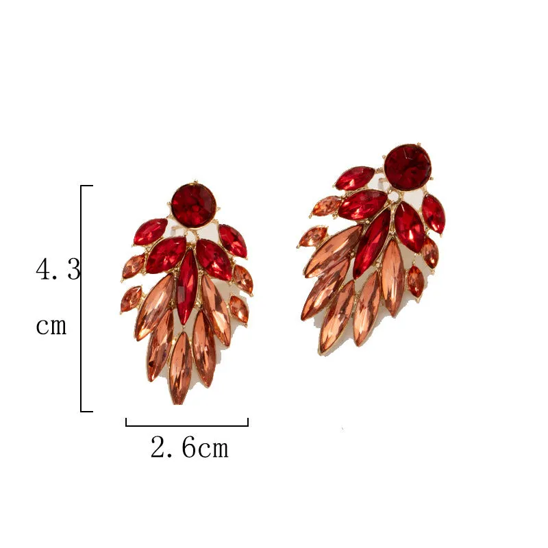 Artificial Diamond Leaf Earrings Simple Luxury Earrings