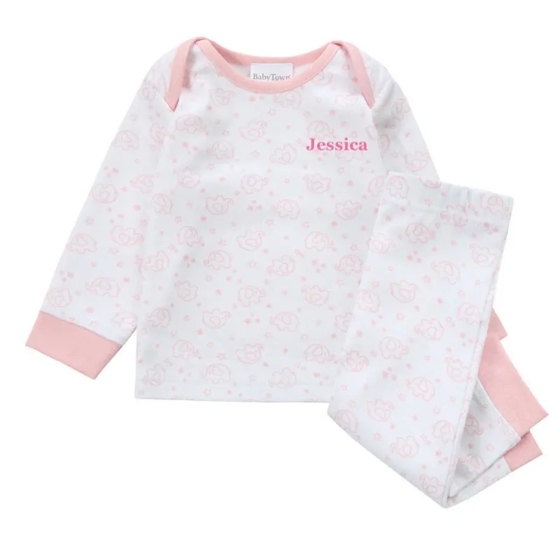 Baby boys elephant print personalised pyjamas